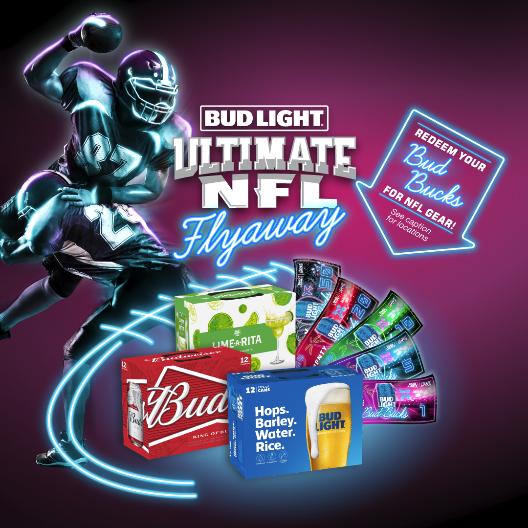 Bud Light Ultimate NFL Flyaway Redemptions 12/3-12/7